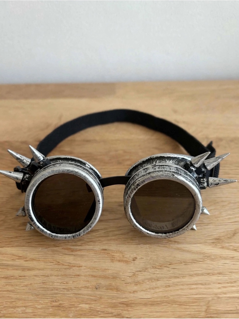 Spiked Cyber Goth Steampunk Goggles Silver Black